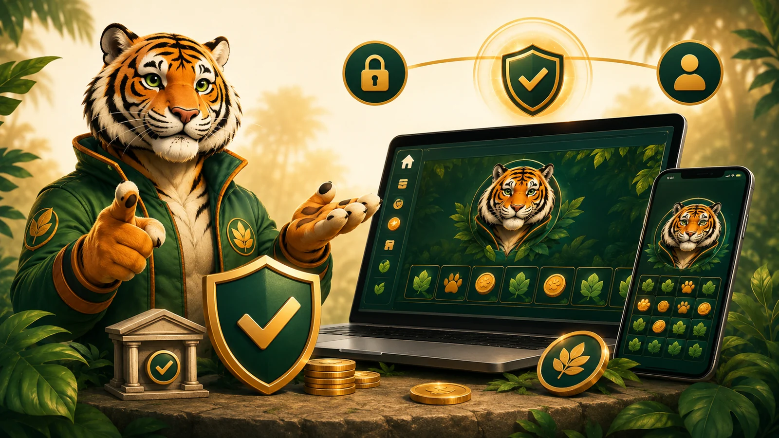 Dispositivos com interface de jogo e ícones de verificação